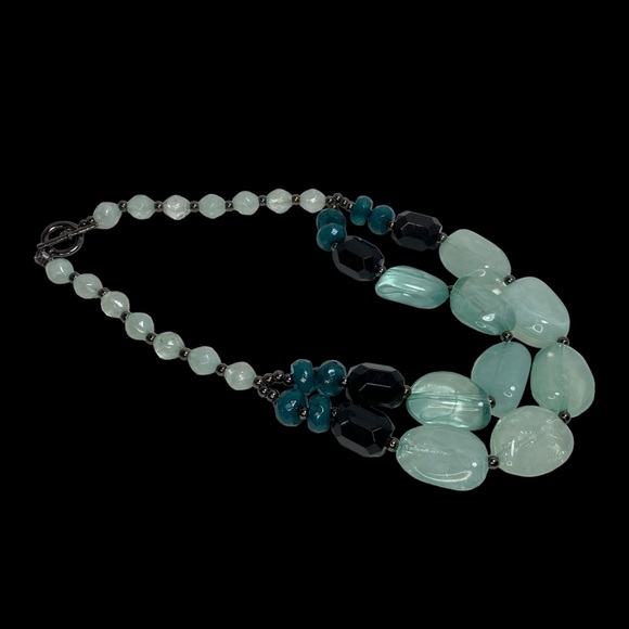 Bohemian Chunky 2 Layer Statement Necklace. Aquamarine, Teal EUC - Picture 4 of 6